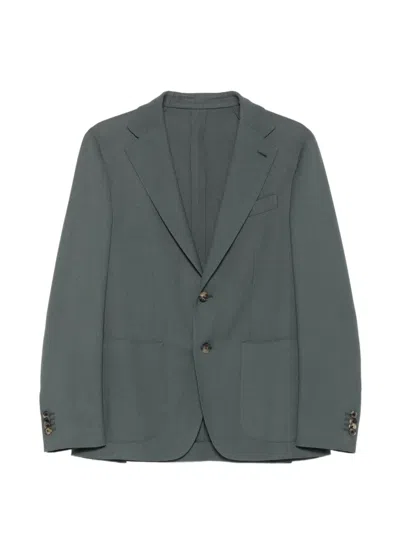 Caruso Button-fastening Blazer In Blue