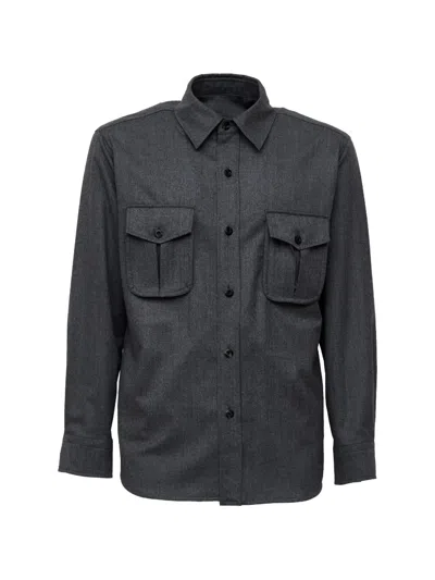 Caruso Button-up Flap-pocket Overshirt In Multi