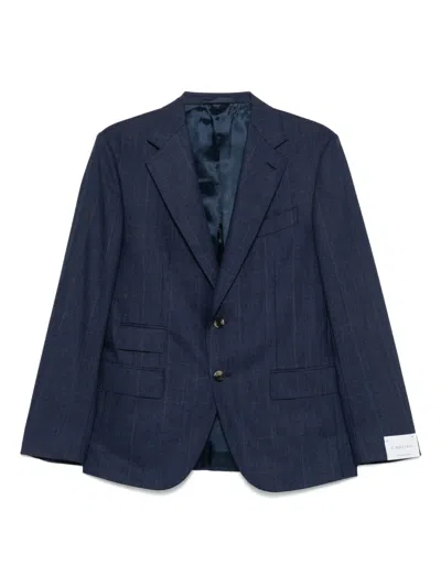 Caruso Checked Blazer In Blue