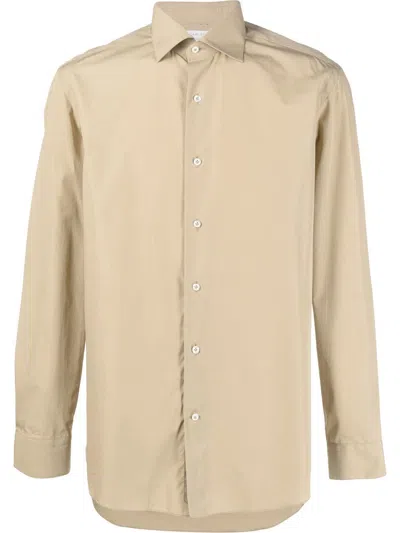 Caruso Classic Cotton Shirt In Beige