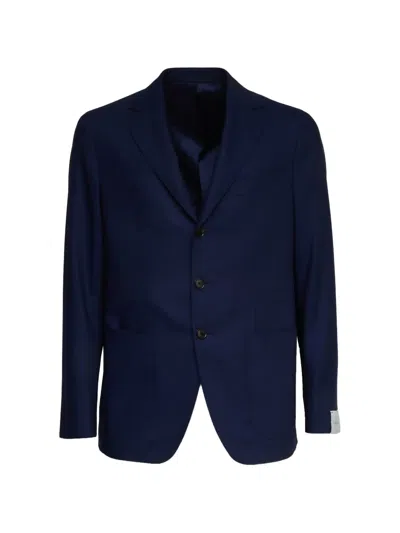 Caruso Classic Lapel Single-breasted Blazer In Blue
