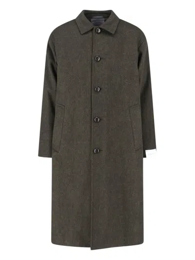 CARUSO CLASSIC LONG-SILHOUETTE GREEN JACKET WITH TEXTURED FINISH