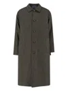 Caruso Classic Long-silhouette Green Jacket With Textured Finish In Gray