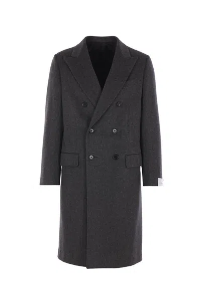 Caruso Wool Double-breasted Coat In Gray
