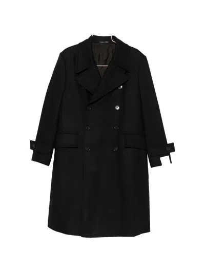 Caruso Corsaro Double-breasted Coat In Black