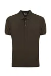Caruso Cotton Knit Polo In Dark Brown