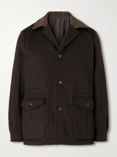 Caruso Dalila Suede-trimmed Wool Jacket In Brown