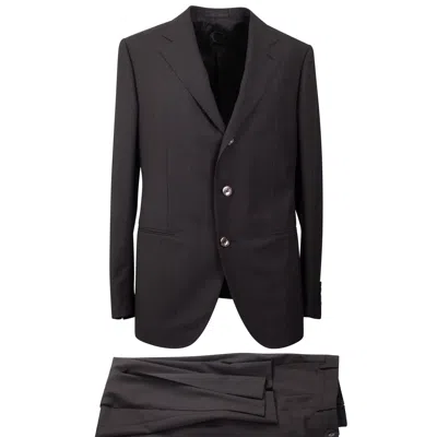 Caruso Dark Brown Wool Single Breasted Suit