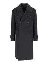 Caruso Double-breasted Grey Coat With Notched Lapel In Gray