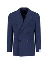 Caruso Double-breasted Blazer In Blue