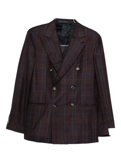 CARUSO DOUBLE-BREASTED CHECKED JACKET