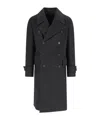 Caruso Double-breasted Grey Coat With Notched Lapel In Black