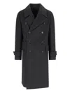 Caruso Double-breasted Grey Coat With Notched Lapel In Blue