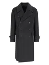 Caruso Double-breasted Grey Coat With Notched Lapel In Gray