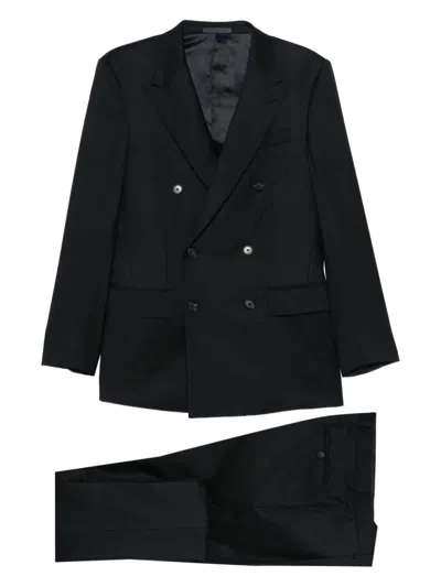 Caruso Double-breasted Suit In Blue