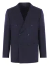 Caruso Double-breasted Wool Jacket In Blue