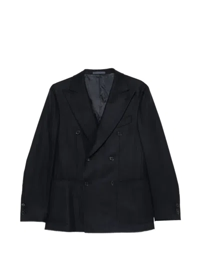 Caruso Double-breasted Blazer In Blue
