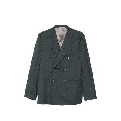 Caruso Double-breasted Blazer In Green