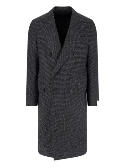 Caruso Double-breasted Cashmere Coat In Gray