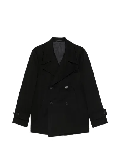 Caruso Double-breasted Pea Coat In Black