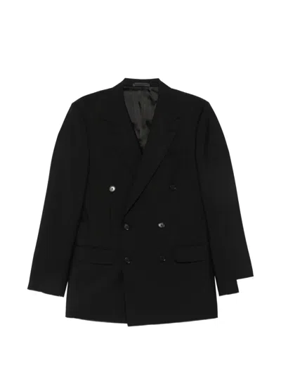 Caruso Double-breasted Peak-lapel Suit In Black