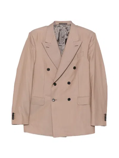 Caruso Double-breasted Suit In Brown