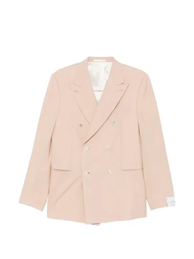 Caruso Double-breasted Suit In Pink