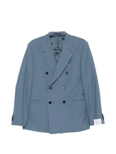 Caruso Double-breasted Tailored Suit In Blue