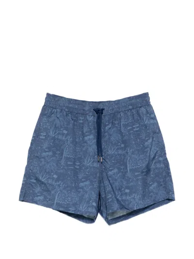 Caruso Drawstring Print Shorts In Blue
