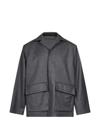 Caruso Flap-pocket Jacket In Gray