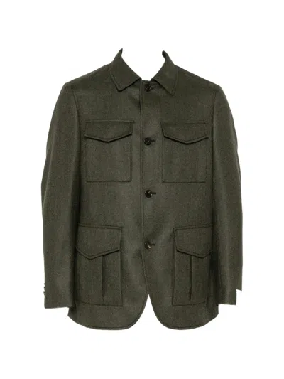 Caruso Flap-pocket Jacket In Green