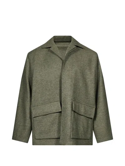 Caruso Flap-pocket Jacket In Green
