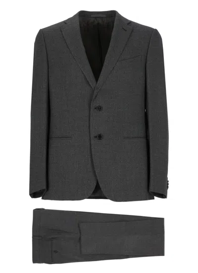 Caruso Grey Wool Suit In Grau
