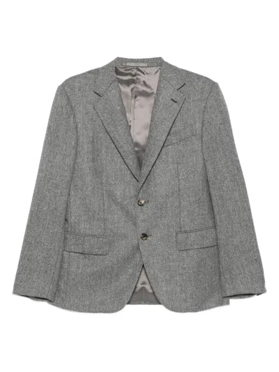 Caruso Herringbone Blazer In Gray