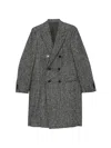 Caruso Herringbone-pattern Double-breasted Coat In Multi