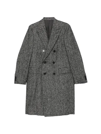 Caruso Herringbone-pattern Double-breasted Coat In Multi