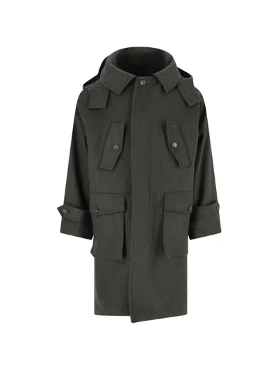 Caruso Hooded Wool Jacket In Grey
