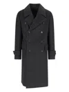 Caruso Double-breasted Grey Coat With Notched Lapel In Black