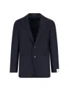 Caruso Tailored Black Herringbone Jacket With Notched Lapel In Black
