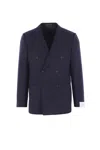 Caruso Double-breasted Wool Jacket In Blue