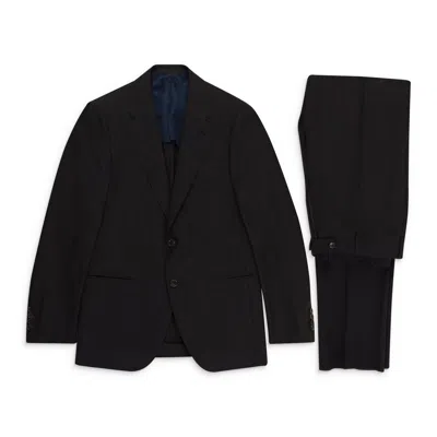 Caruso Light Brown 3 Roll 2 Button Wool Blend Sport Coat In Black