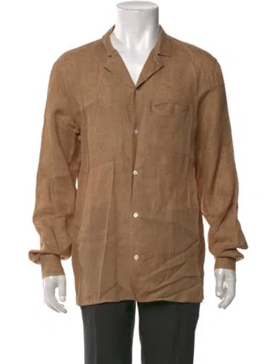 Pre-owned Caruso Long Sleeve Dress Shirt In Brown/neutrals