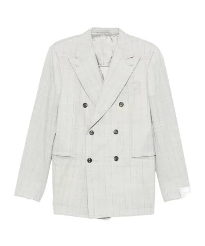 Caruso Long-sleeved Suit Jacket And Trousers Set In White