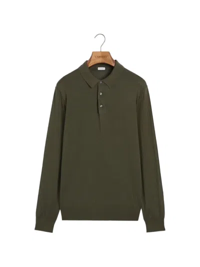 Caruso Long-sleeve Polo Shirt In Green