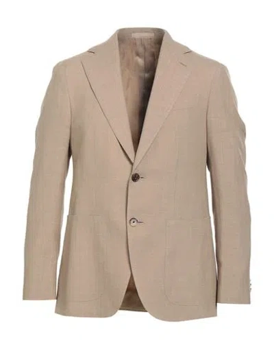 Caruso Man Blazer Beige Size 40 Wool, Silk, Linen In Neutral