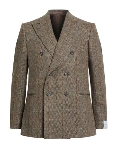 Caruso Man Blazer Beige Size 42 Wool In Sand