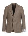 Caruso Man Blazer Mustard Size 40 Wool, Linen, Silk In Sand