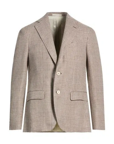 Caruso Man Blazer Beige Size 46 Linen, Wool In Neutral