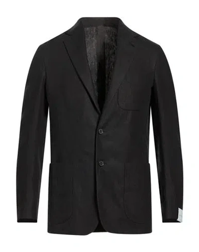 Caruso Man Blazer Black Size 34 Linen