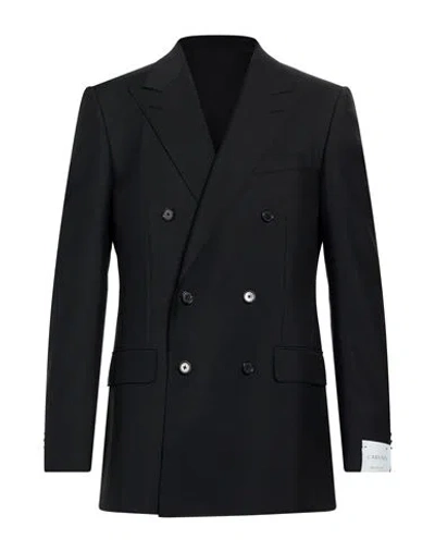 Caruso Man Blazer Black Size 40 Wool, Mohair Wool In Blue
